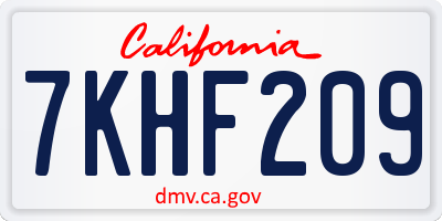 CA license plate 7KHF209