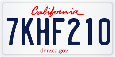 CA license plate 7KHF210
