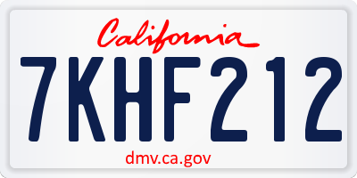 CA license plate 7KHF212