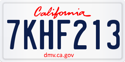 CA license plate 7KHF213