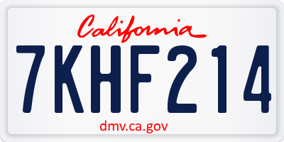 CA license plate 7KHF214