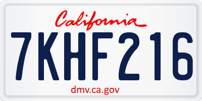 CA license plate 7KHF216