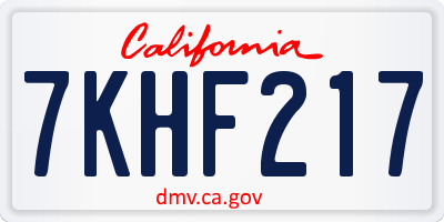 CA license plate 7KHF217