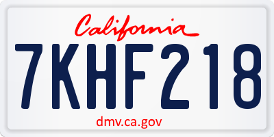 CA license plate 7KHF218