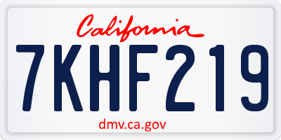 CA license plate 7KHF219