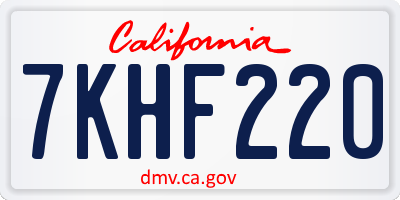 CA license plate 7KHF220