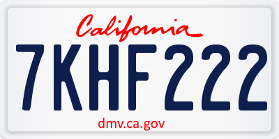 CA license plate 7KHF222