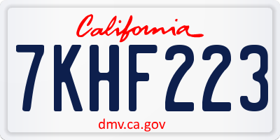 CA license plate 7KHF223
