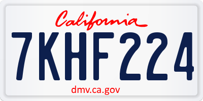 CA license plate 7KHF224