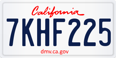 CA license plate 7KHF225