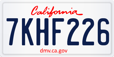 CA license plate 7KHF226
