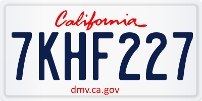CA license plate 7KHF227