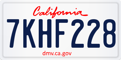 CA license plate 7KHF228