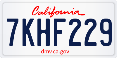 CA license plate 7KHF229