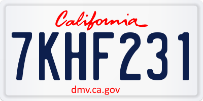 CA license plate 7KHF231