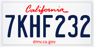 CA license plate 7KHF232