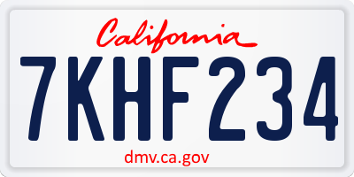 CA license plate 7KHF234