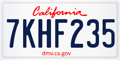 CA license plate 7KHF235
