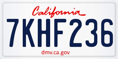 CA license plate 7KHF236