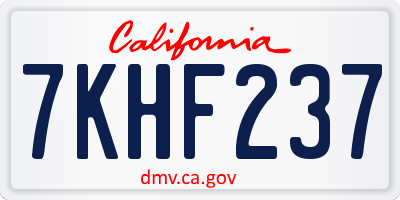 CA license plate 7KHF237