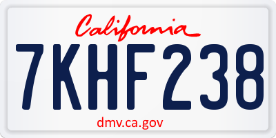 CA license plate 7KHF238