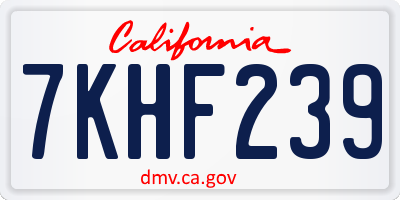 CA license plate 7KHF239