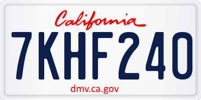 CA license plate 7KHF240