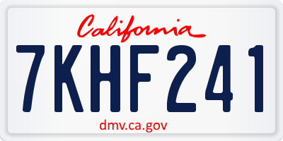 CA license plate 7KHF241