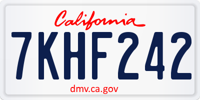 CA license plate 7KHF242