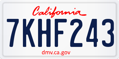 CA license plate 7KHF243