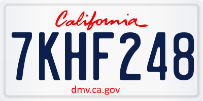 CA license plate 7KHF248