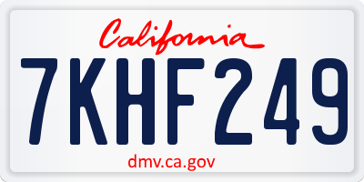 CA license plate 7KHF249