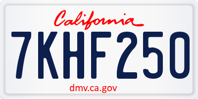 CA license plate 7KHF250