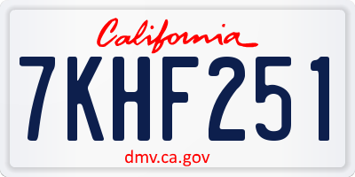 CA license plate 7KHF251