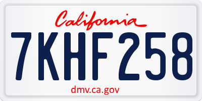 CA license plate 7KHF258
