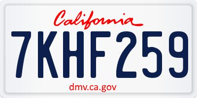 CA license plate 7KHF259
