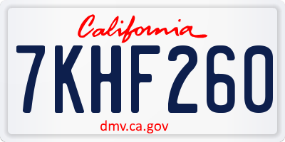 CA license plate 7KHF260