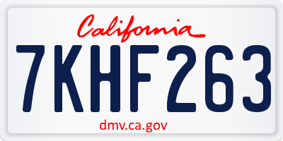 CA license plate 7KHF263