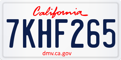 CA license plate 7KHF265