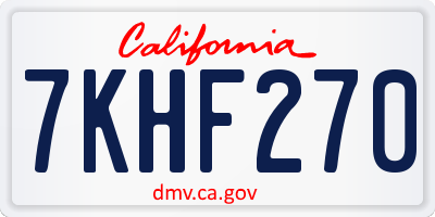 CA license plate 7KHF270