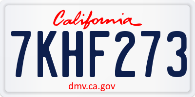 CA license plate 7KHF273