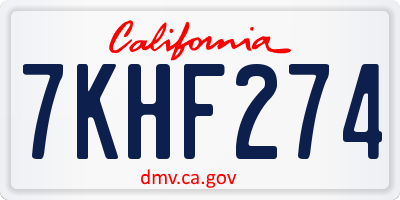 CA license plate 7KHF274