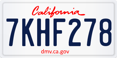 CA license plate 7KHF278