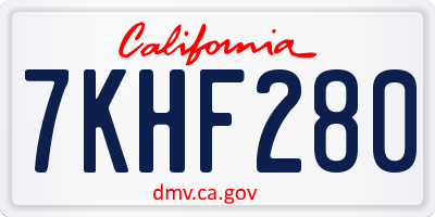 CA license plate 7KHF280