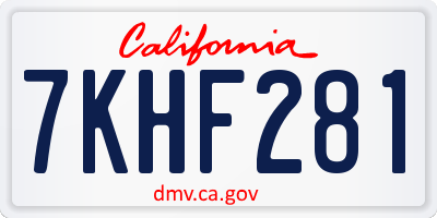 CA license plate 7KHF281