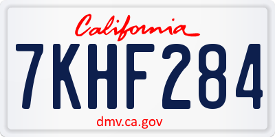 CA license plate 7KHF284