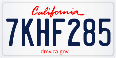 CA license plate 7KHF285