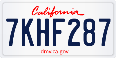 CA license plate 7KHF287