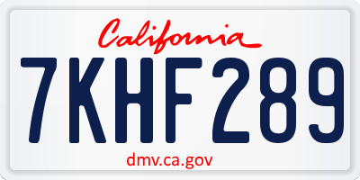 CA license plate 7KHF289