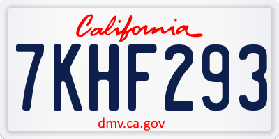 CA license plate 7KHF293